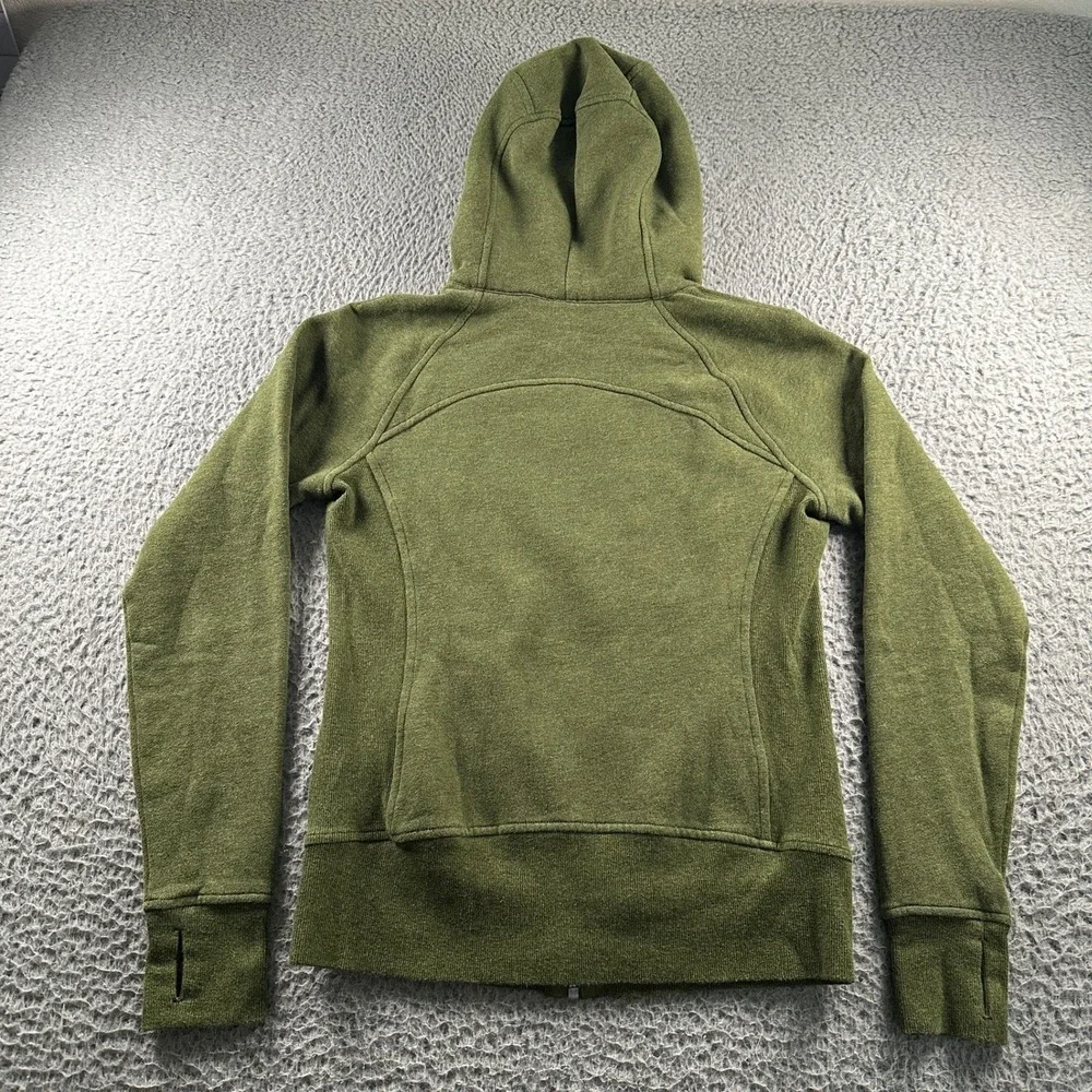 Lululemon Scuba Hoodie Womens 6 Olive Green Full Zip Jacket Thumbhole Athletic‎